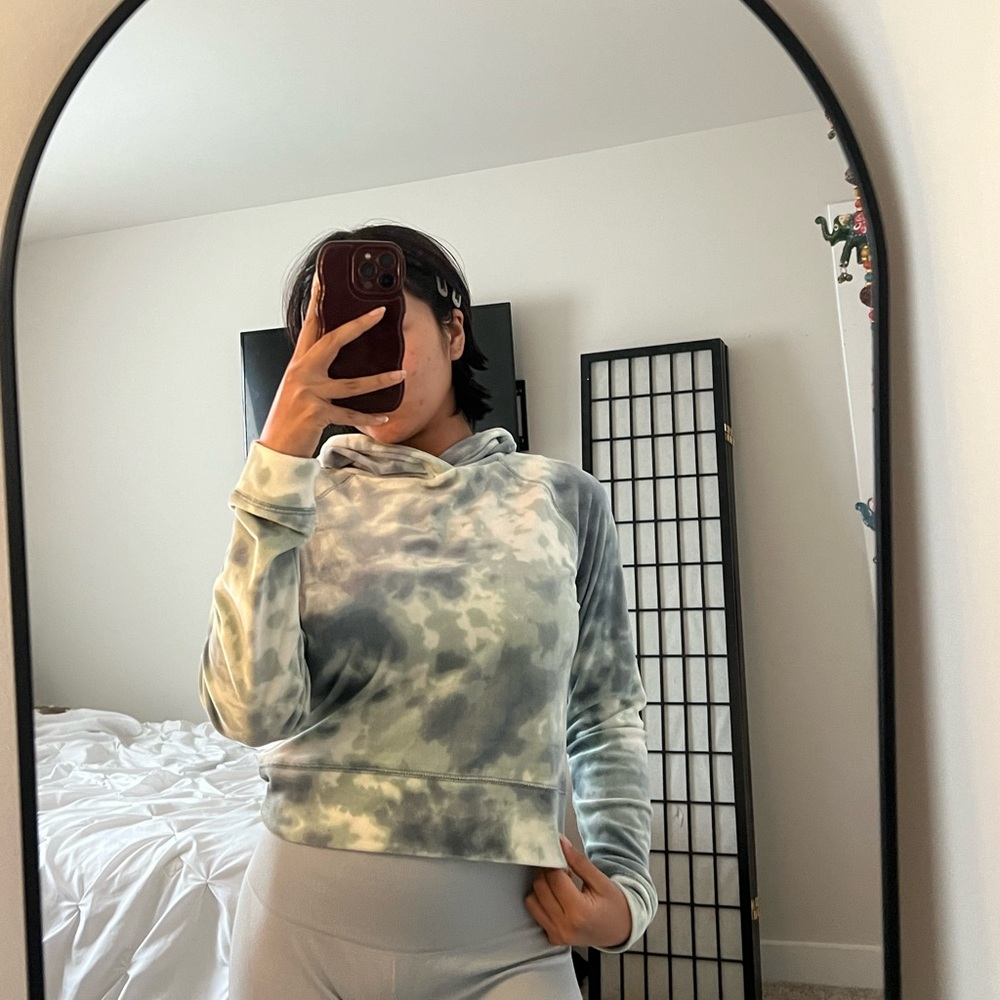 SO Cozy Green, Blue and Gray Tie Dye Velvet Sweatshirt
